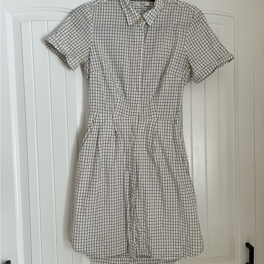 Madewell Black and White Grid Mini Dress